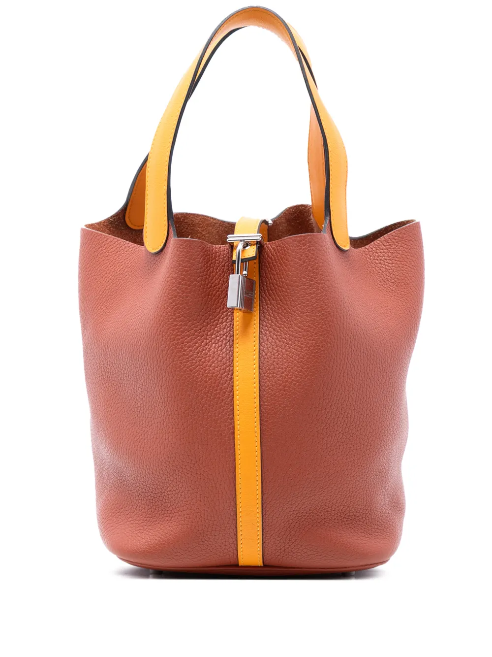 Hermès Pre-Owned 2017 Bicolor Clemence and Swift Picotin Lock 22 handbag - Giallo