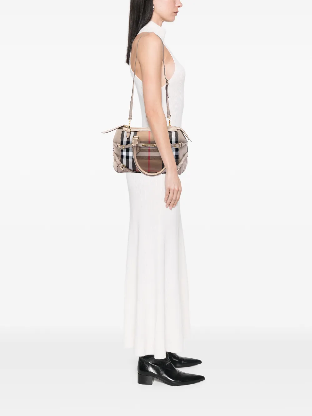 Burberry Pre-Owned 2000-2017 Small House Check Canvas Bridle Gladstone satchel - Marrone