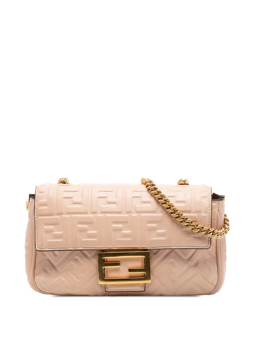 Fendi Pre-Owned 2010-2025 Zucca Embossed Leather Chain Midi Baguette shoulder bag - Rosa