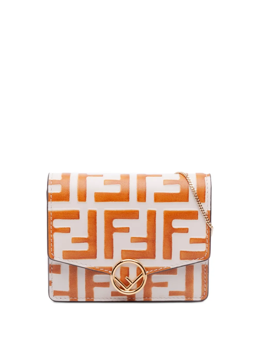 Fendi Pre-Owned 2010-2025 Small Bicolor FF 1974 Embossed Soft Calfskin F Is Fendi Chain Wallet crossbody bag - Bianco