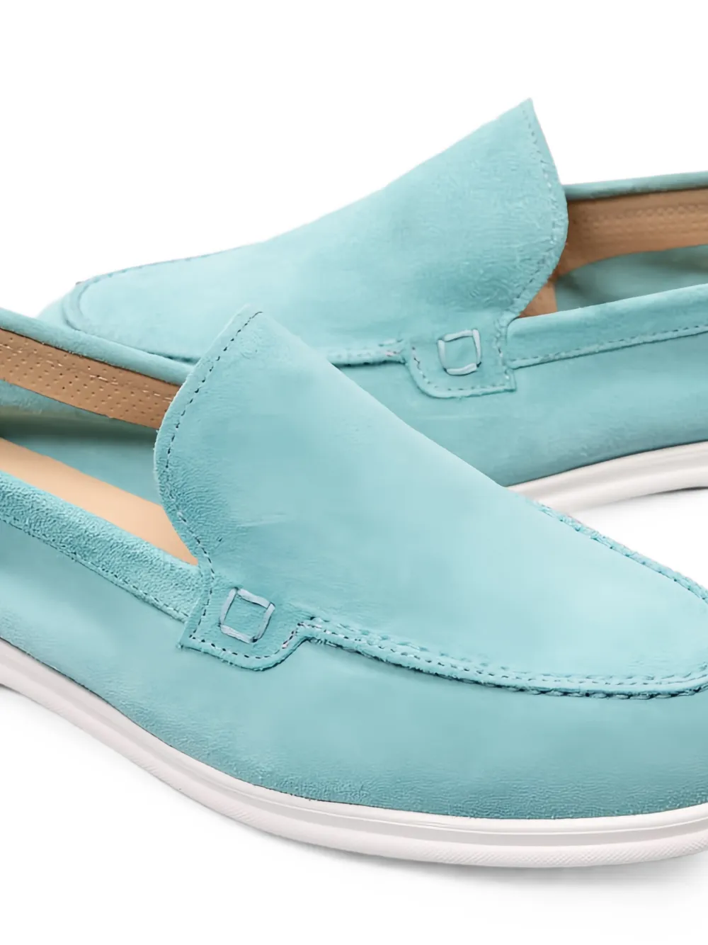 Doucal's suede almond-toe loafers Blauw