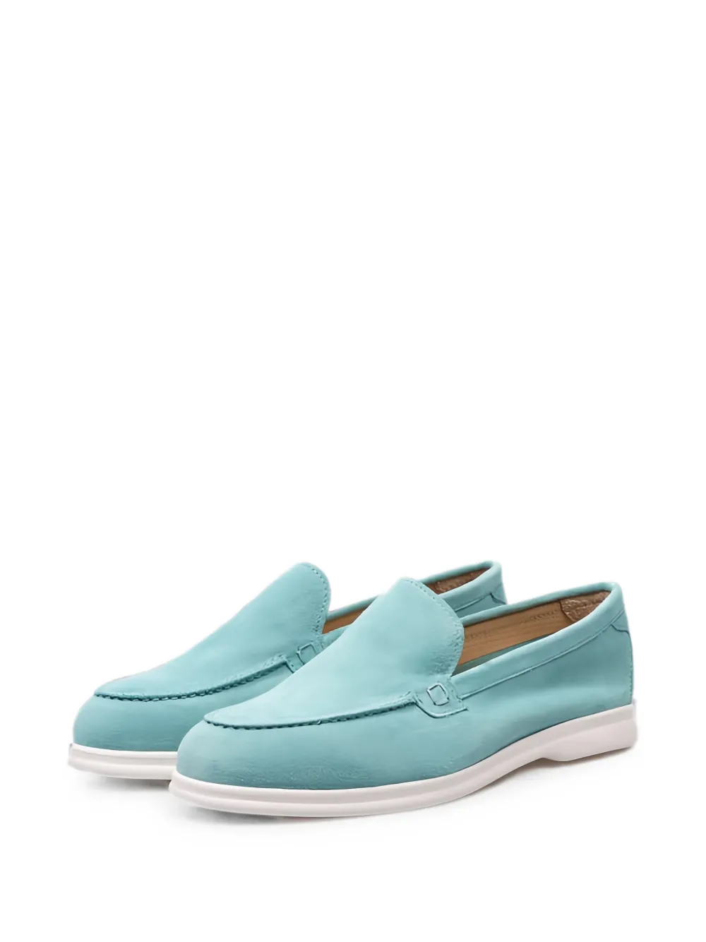 Doucal's suede almond-toe loafers Blauw