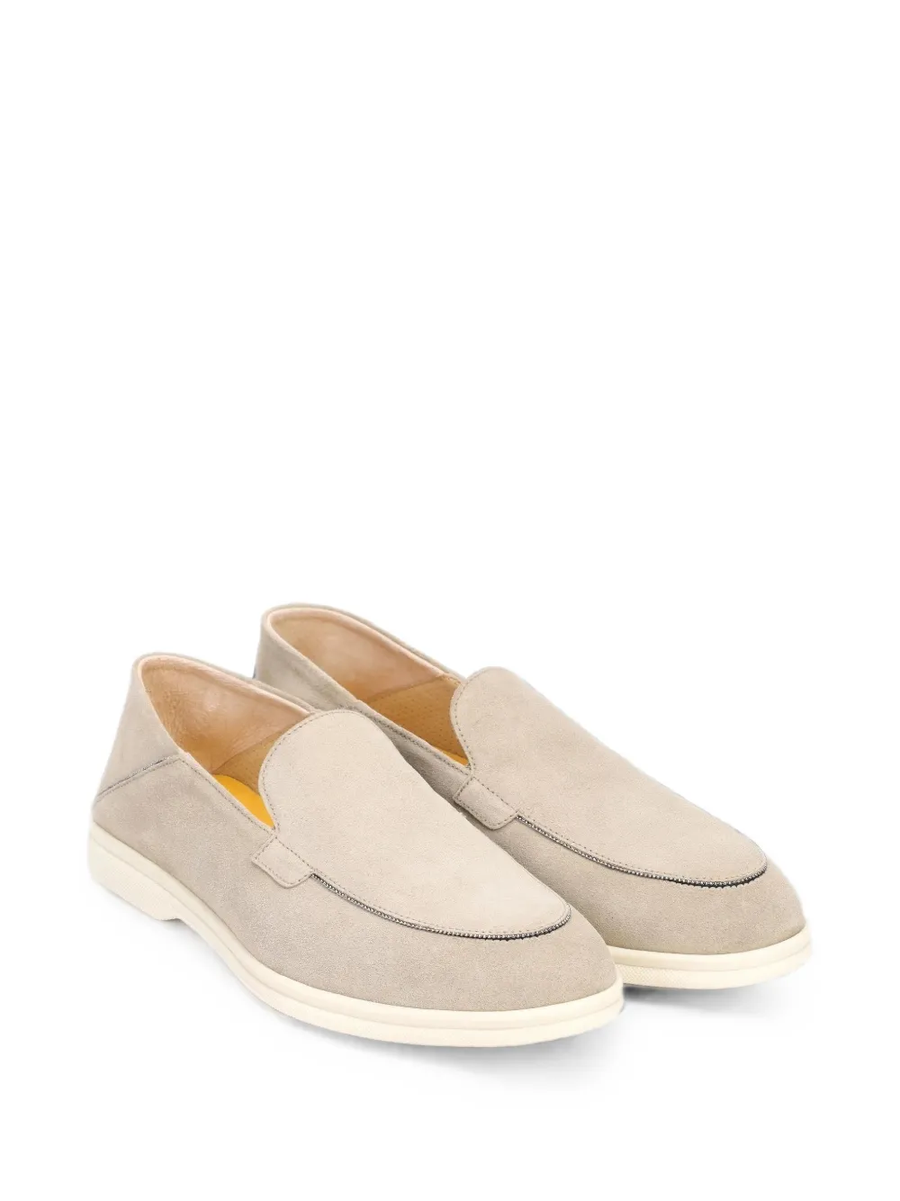Doucal's ball-chain suede loafers Beige