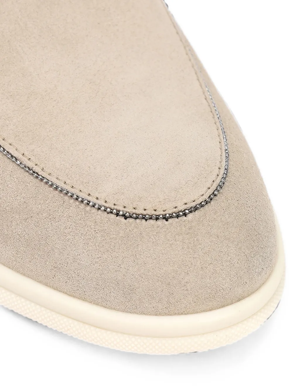 Doucal's ball-chain suede loafers Beige