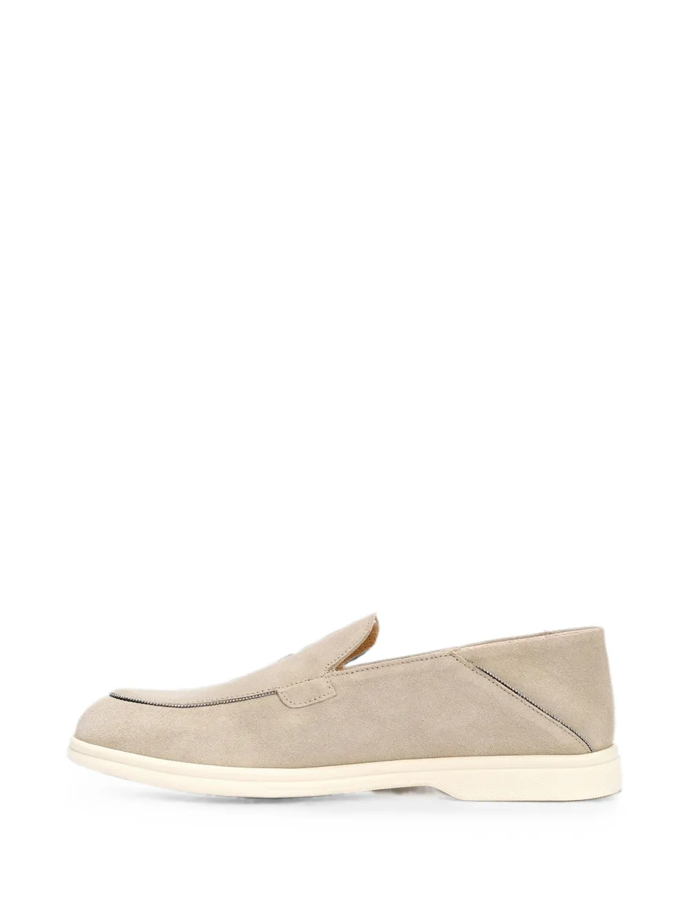 Doucal's ball-chain suede loafers Beige