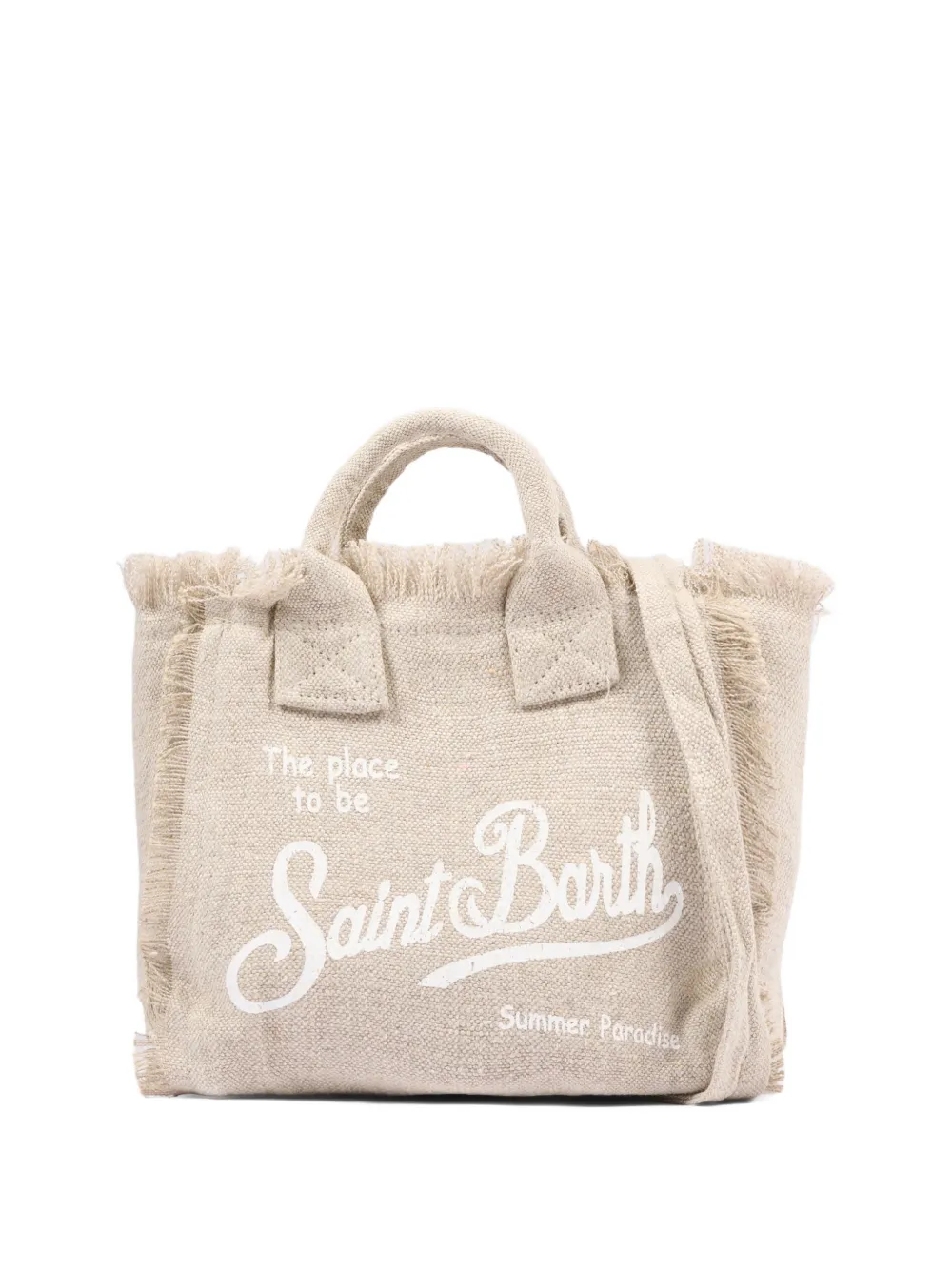MC2 Saint Barth Kids fringed-detail logo-print tote bag - Toni neutri