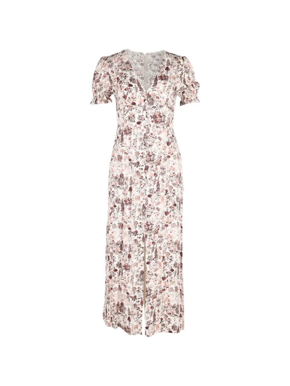 Diane Von Furstenberg Vintage puffed sleeve floral midi dress - Rosa