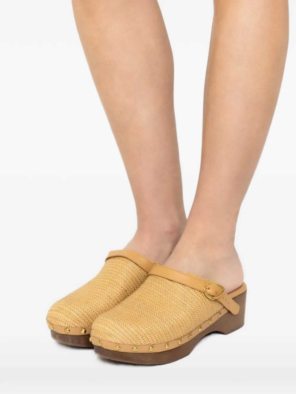 Ancient Greek Sandals Classic studded buckle clogs Beige