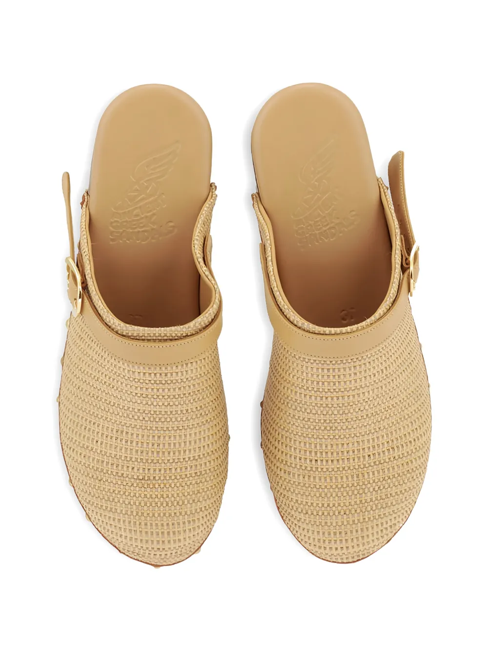 Ancient Greek Sandals Classic studded buckle clogs Beige