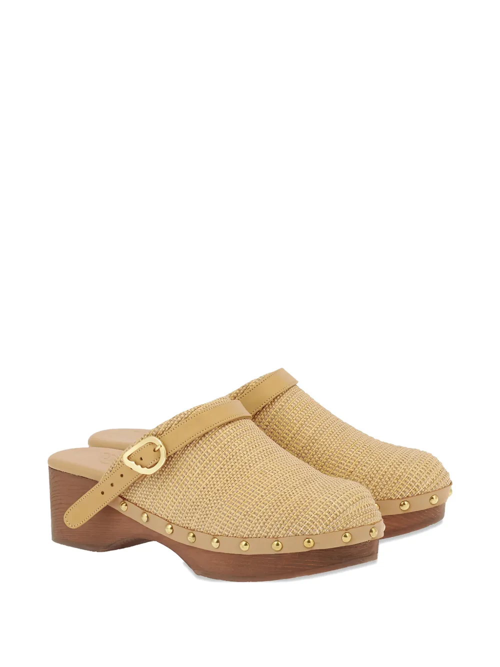 Ancient Greek Sandals Classic studded buckle clogs Beige