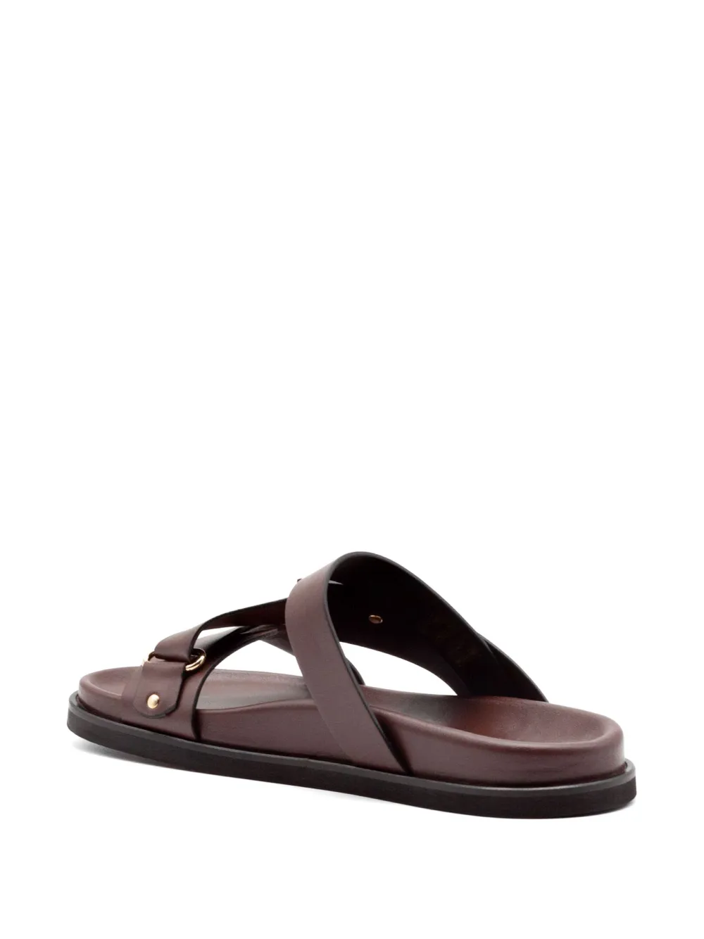  Donnarì Double Strap Buckle Leather Sandals - Brown 