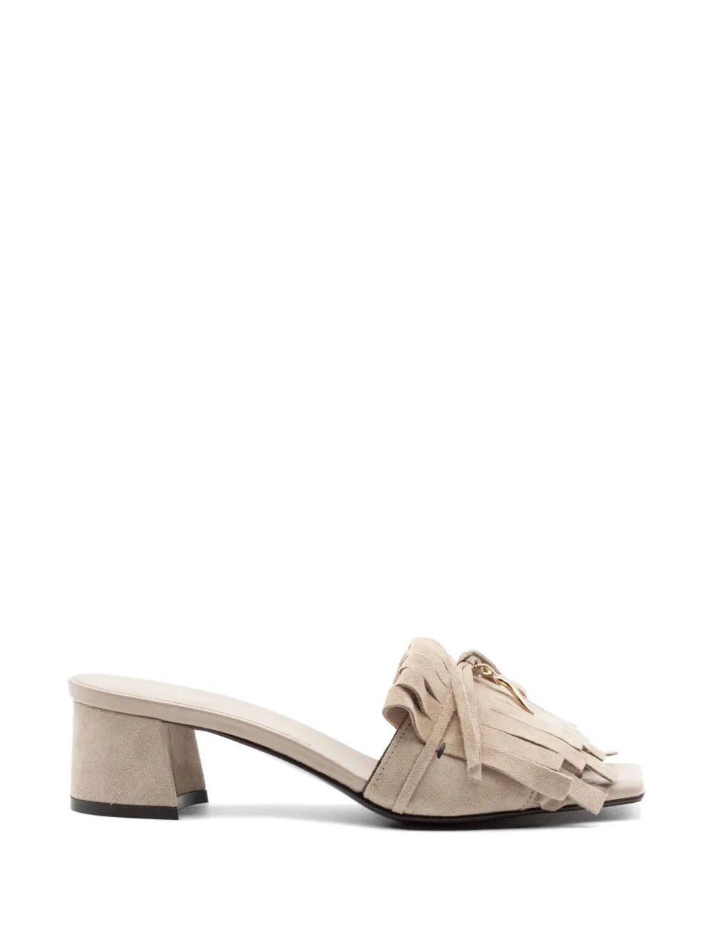 Donnarì Sabot sandalen met franje Beige
