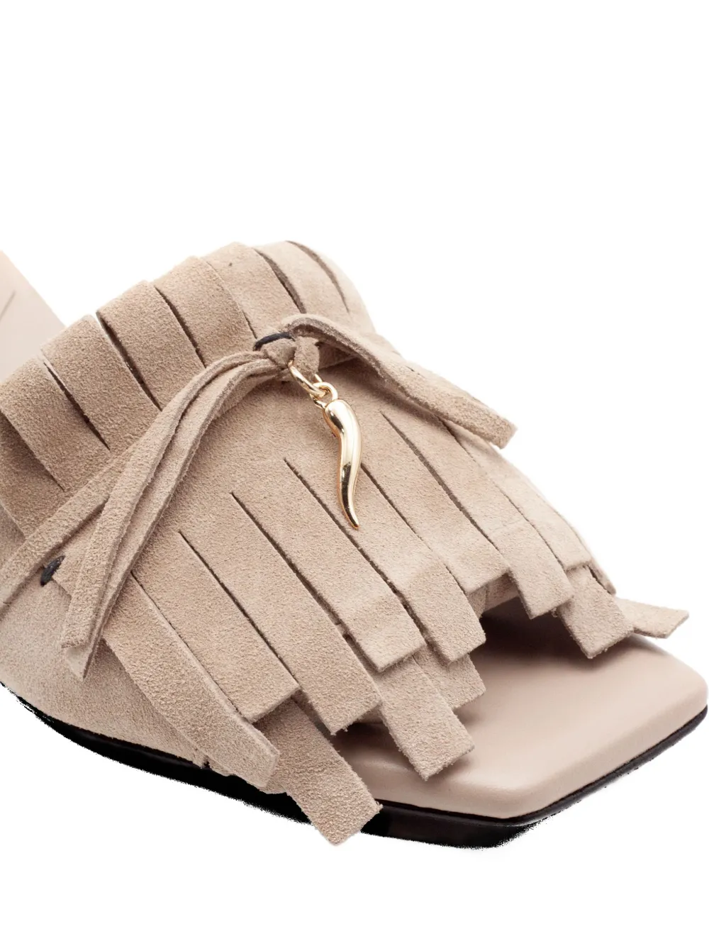 Donnarì Sabot sandalen met franje Beige