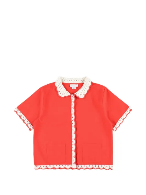 Stella McCartney Kids camisa corta con detalle de ganchillo