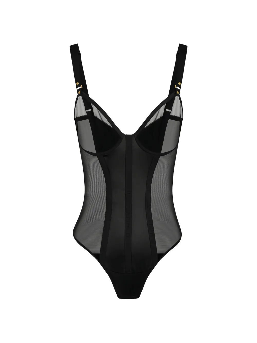 Elisabetta Franchi tulle satin-insert bodysuit - Schwarz