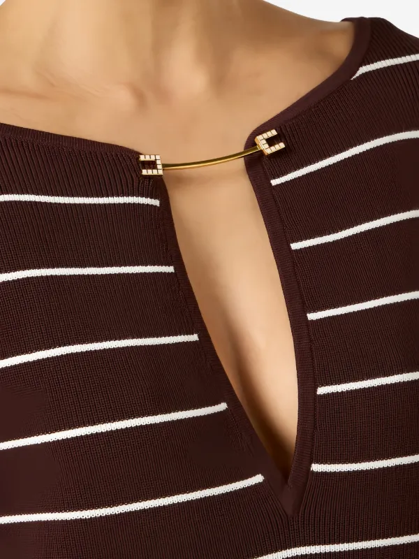 Elisabetta Franchi ストライプ ミニドレス | ブラウン | FARFETCH JP