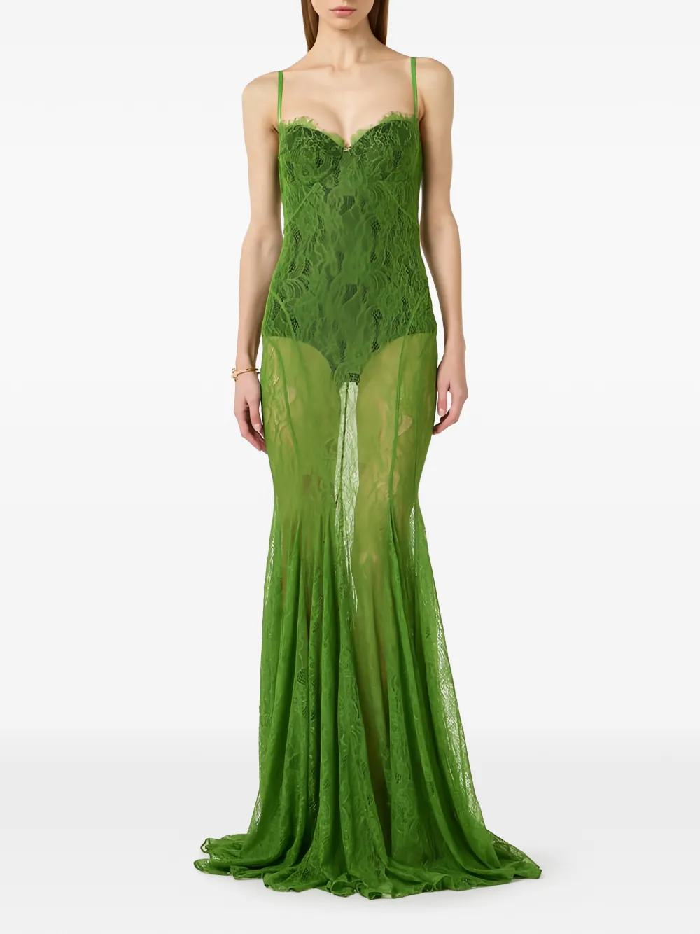 Elisabetta Franchi Jurk met bloemenkant Groen