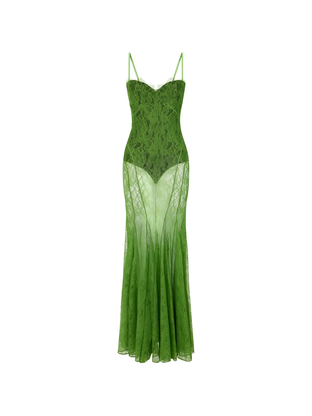 Elisabetta Franchi floral-lace maxi dress - Grün