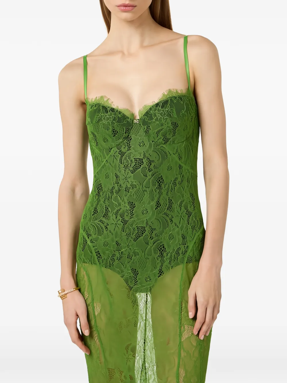 Elisabetta Franchi Jurk met bloemenkant Groen