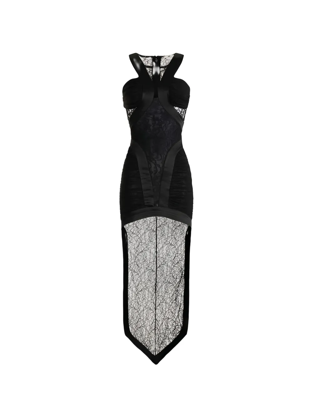Elisabetta Franchi floral-lace train dress - Nero