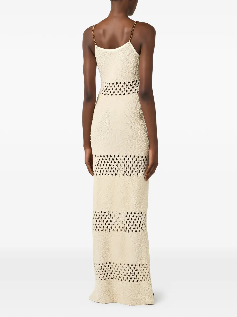  Elisabetta Franchi Cut-out Chain Bouclé Maxi Dress - Neutrals 