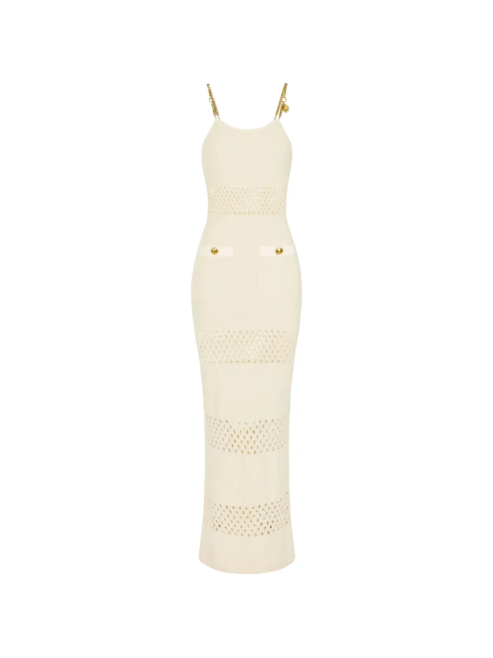 Elisabetta Franchi cut-out chain bouclé maxi dress - Toni neutri