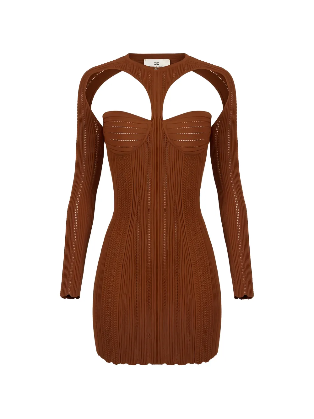 Elisabetta Franchi openwork shrug knit mini dress - Brown