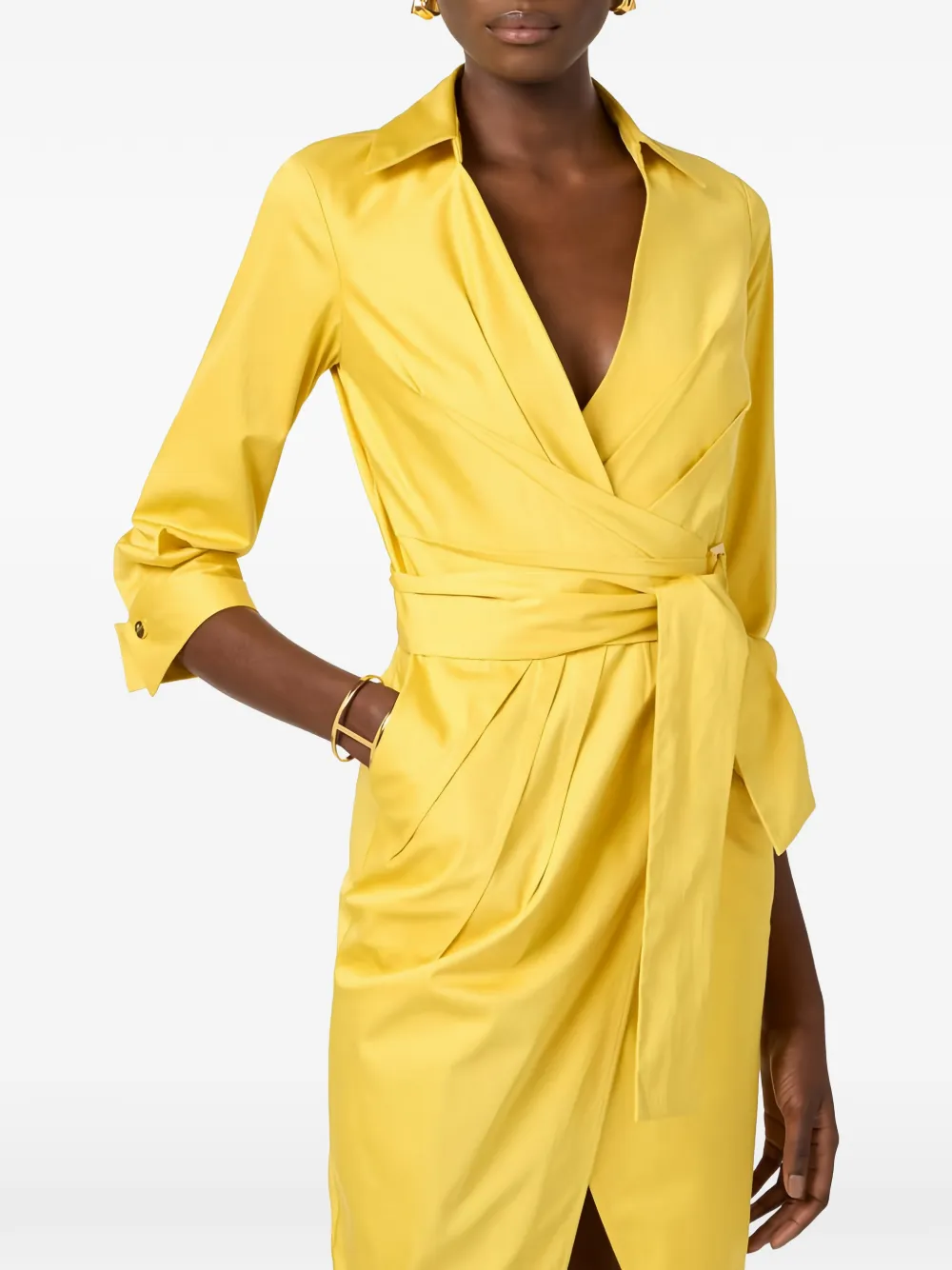 Elisabetta Franchi Midi-wikkeljurk Geel