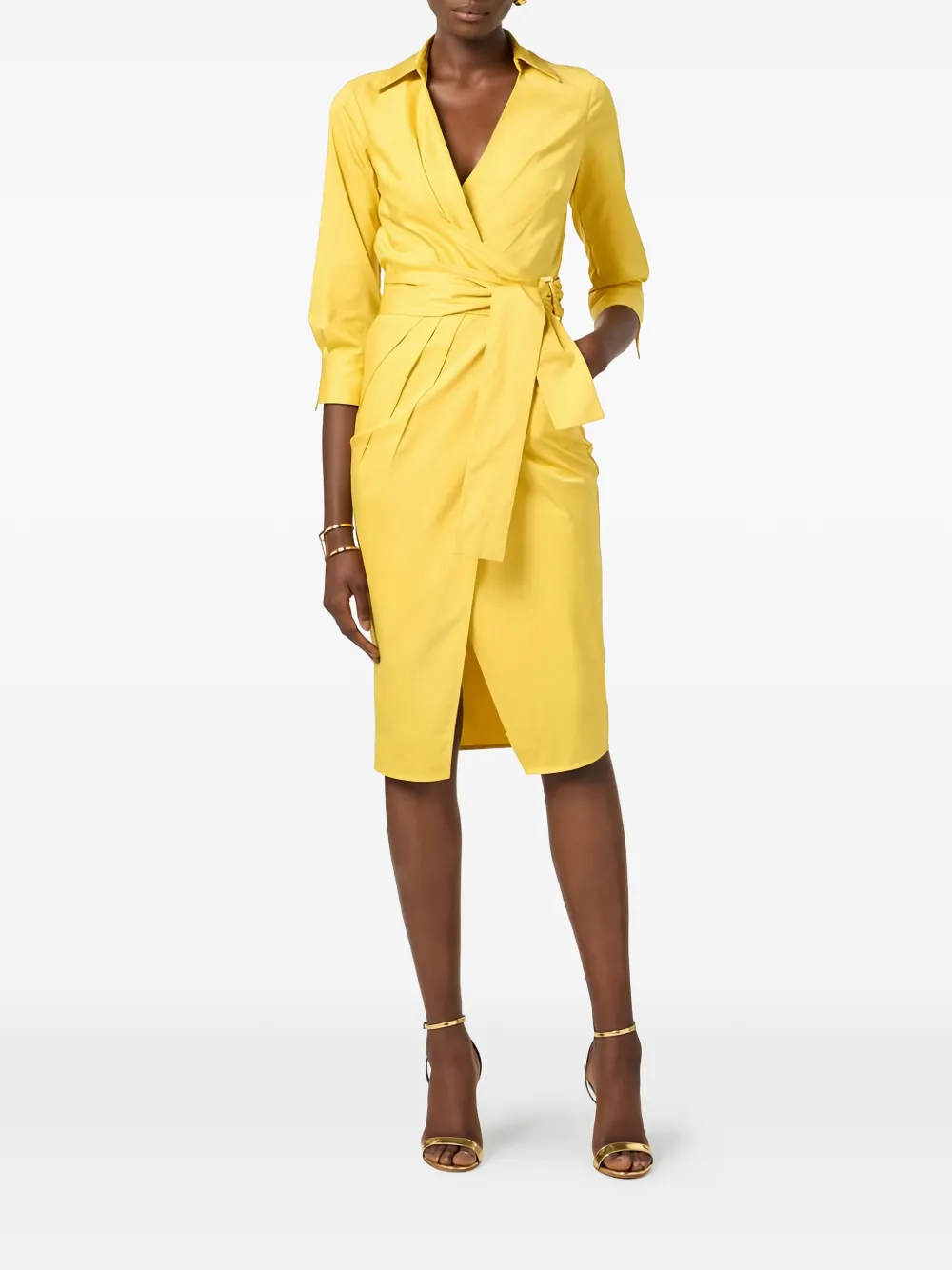 Elisabetta Franchi Midi-wikkeljurk Geel