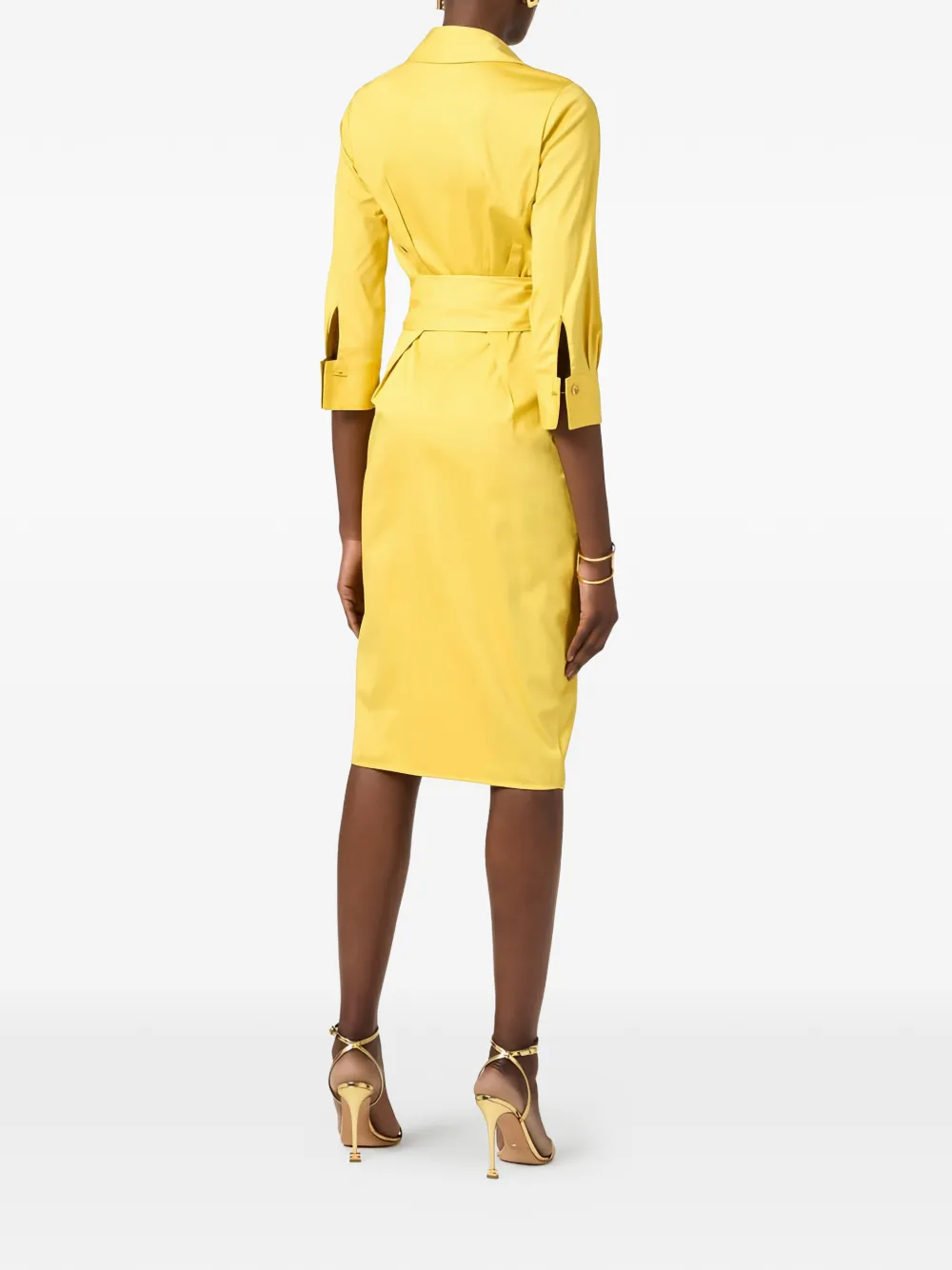Elisabetta Franchi Midi-wikkeljurk Geel