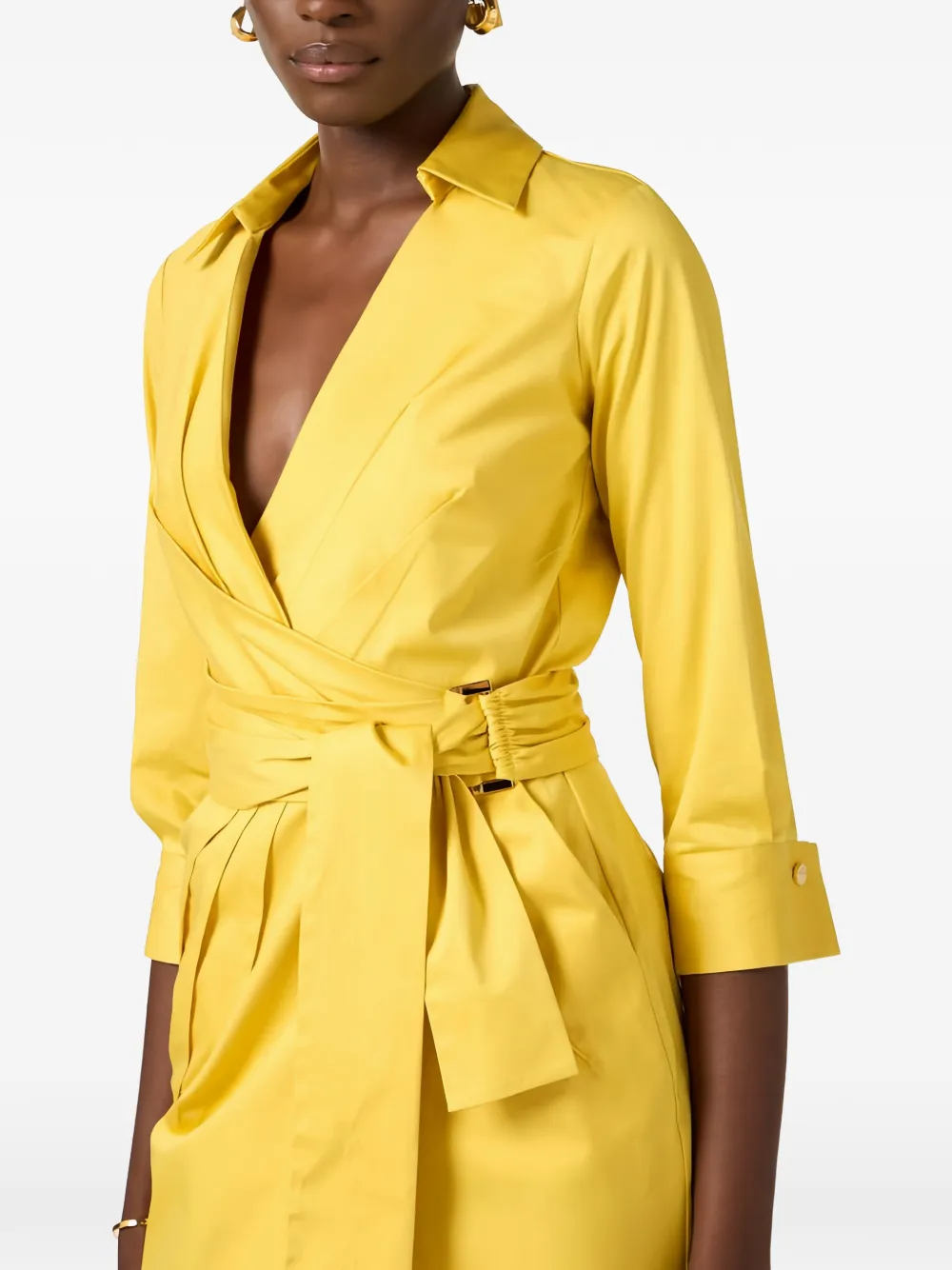 Elisabetta Franchi Midi-wikkeljurk Geel