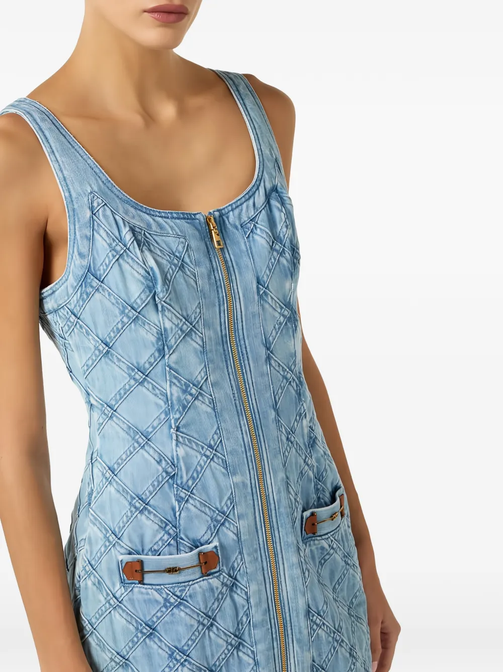 Elisabetta Franchi Mini-jurk met diamanttextuur Blauw