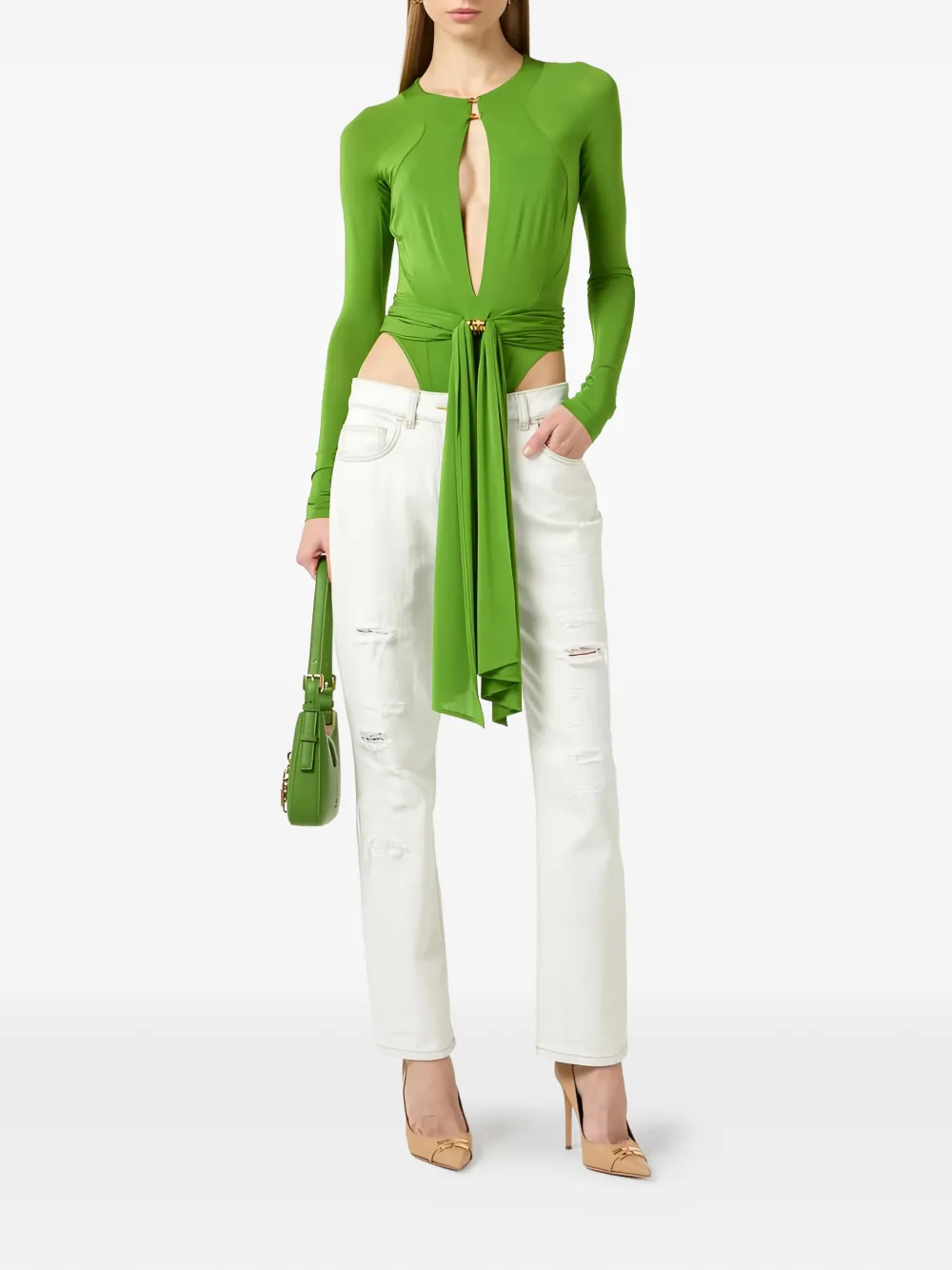 Elisabetta Franchi Body met juwelen detail Groen