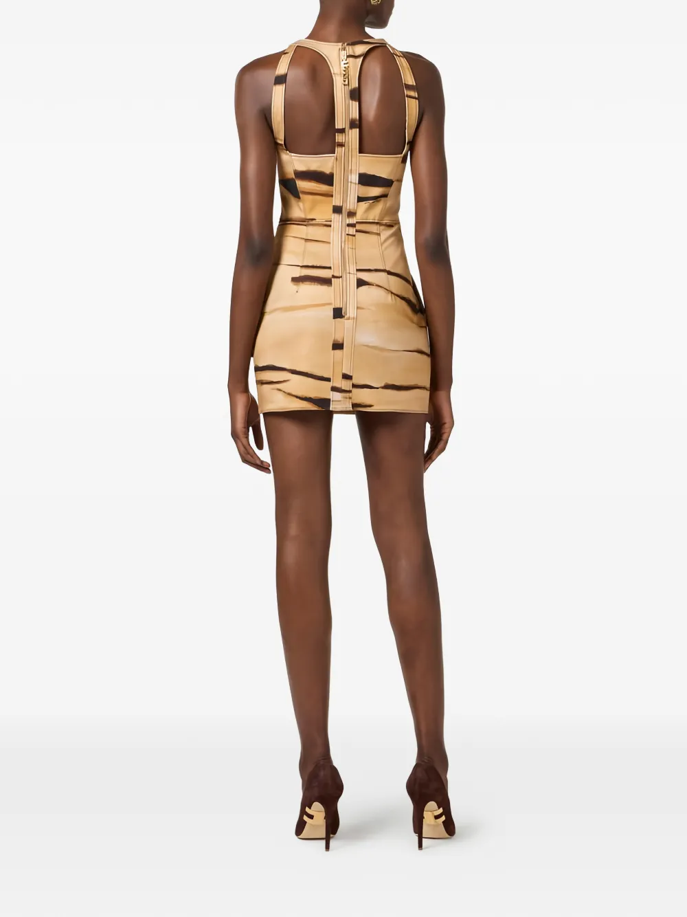 Elisabetta Franchi Mini-jurk met tijgerprint Beige
