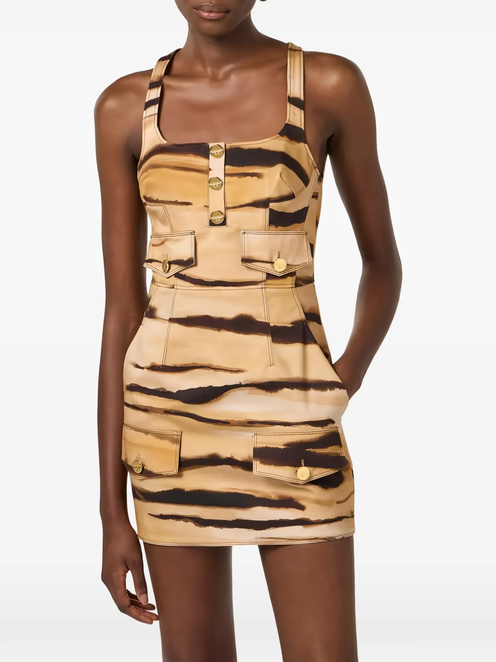 Elisabetta Franchi Mini-jurk met tijgerprint Beige