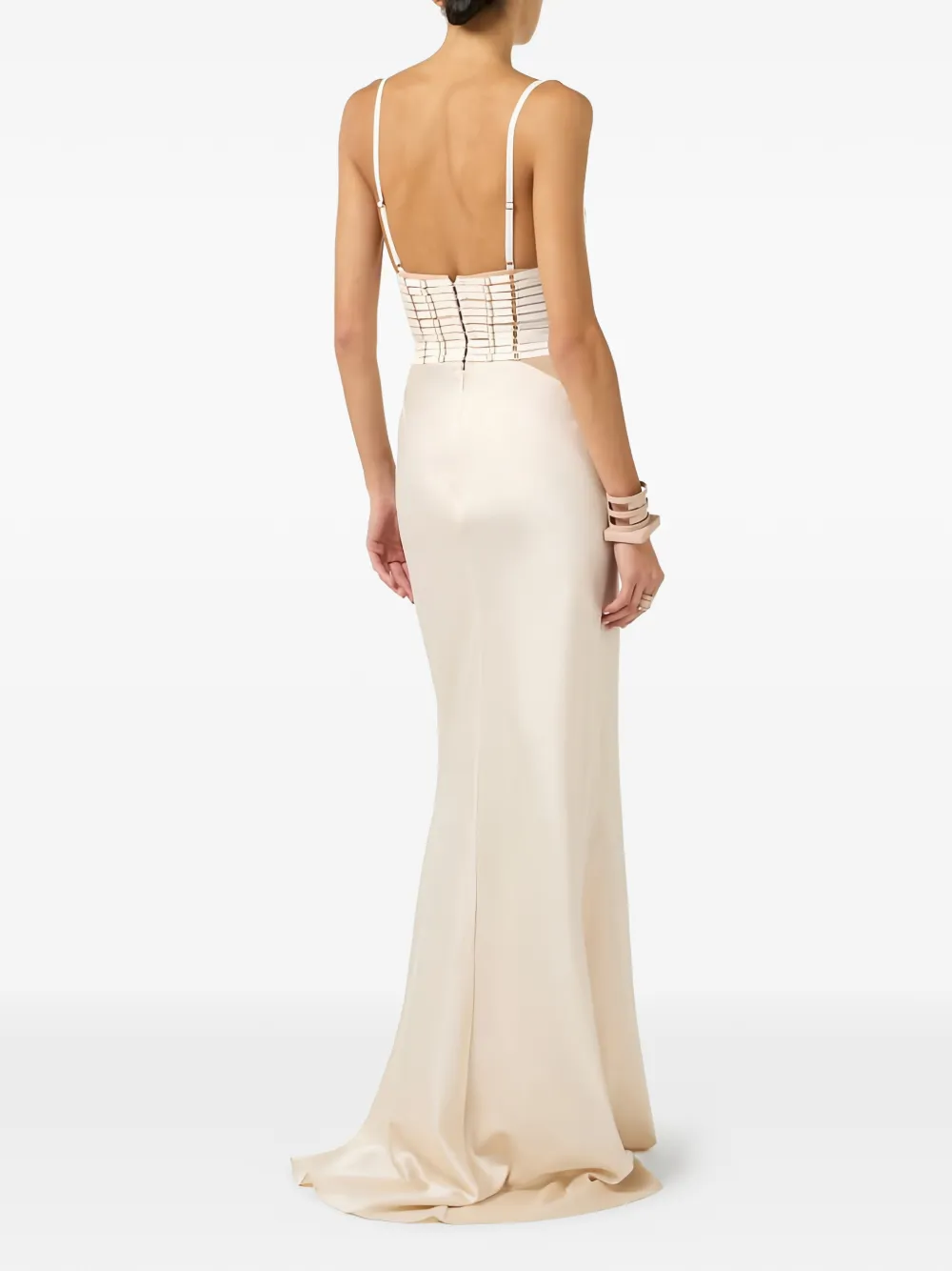 Elisabetta Franchi Maxi-jurk met tulen vlakken Beige