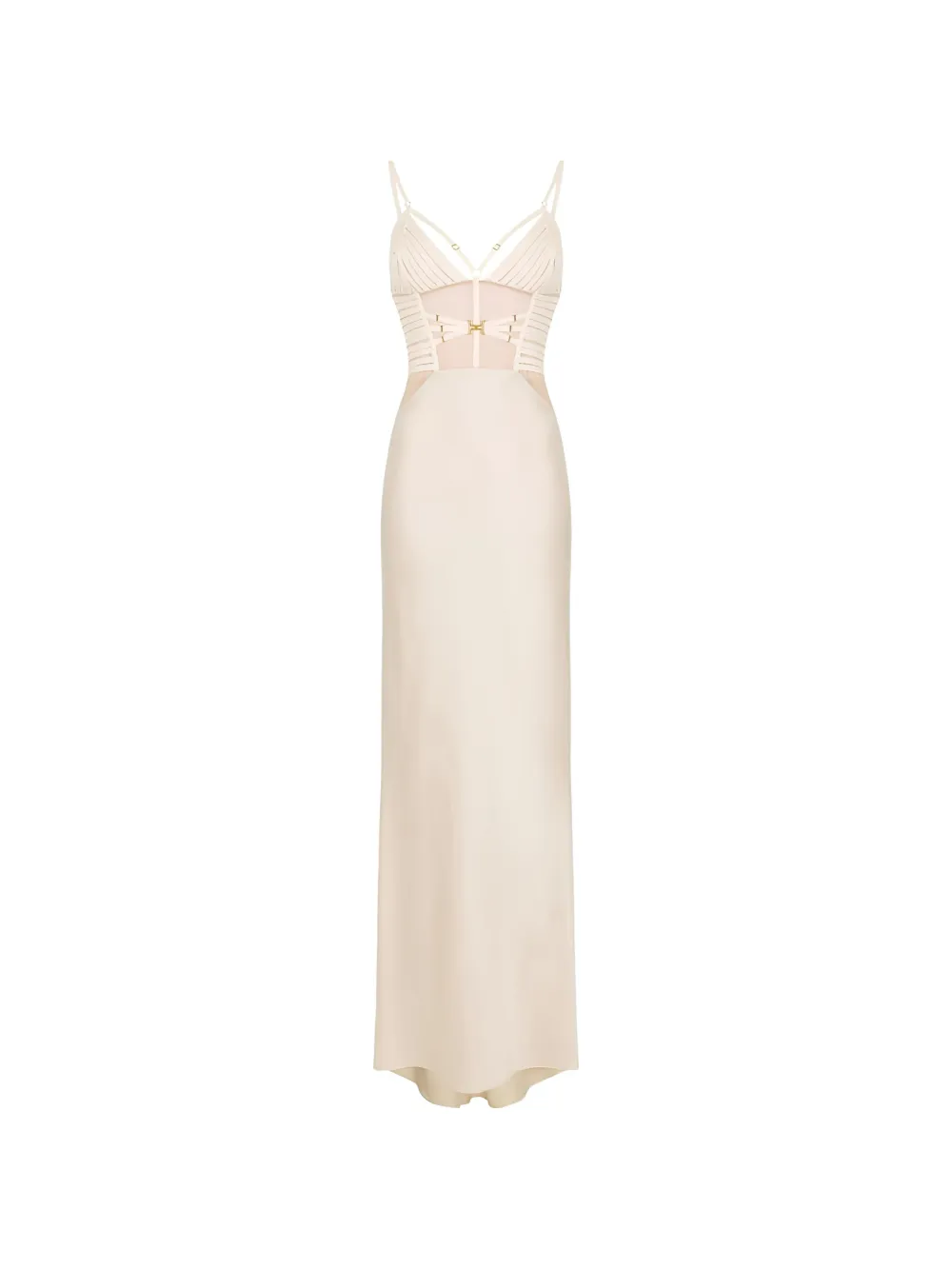 Elisabetta Franchi tulle-inserts maxi dress - Toni neutri