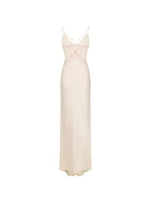 NISSA crochet-panel Pleated Maxi Dress | Neutrals | FARFETCH AO