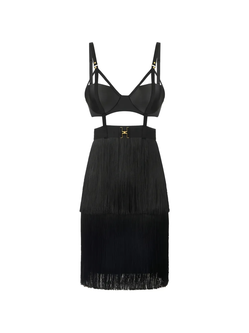 Elisabetta Franchi fringed mini dress - Nero