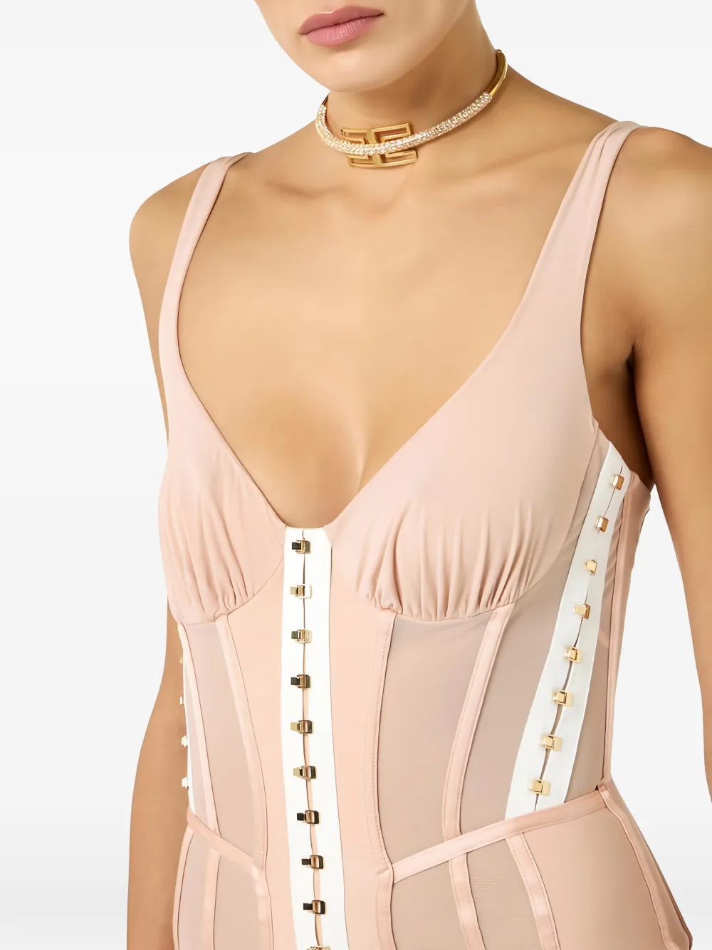 Elisabetta Franchi Mini-jurk met korset Beige