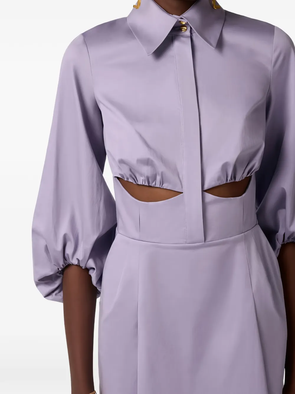 Elisabetta Franchi Mini-jurk met ballonmouwen en uitgesneden details Paars