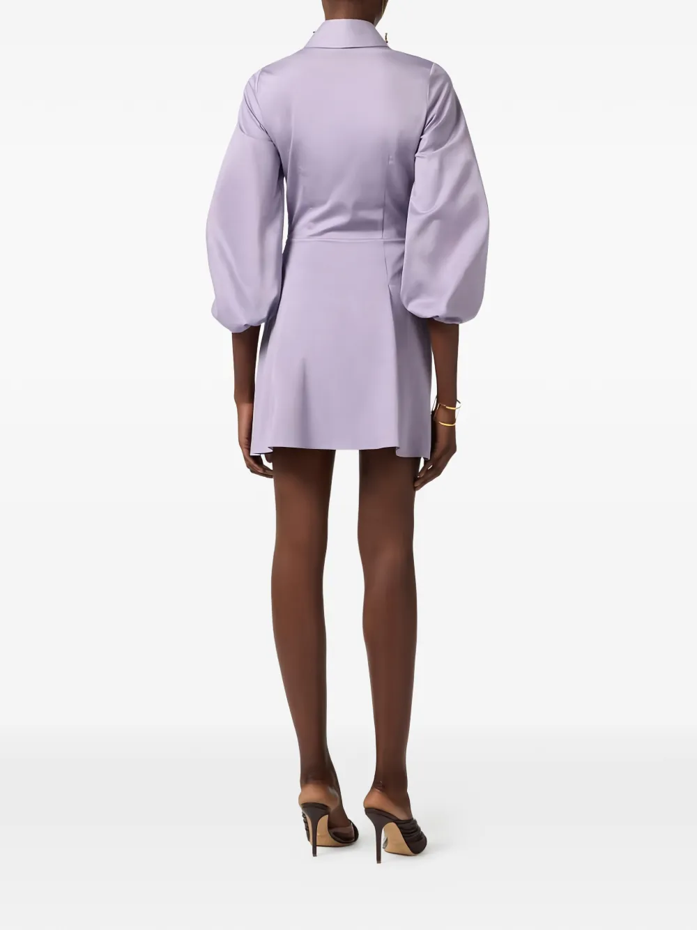 Elisabetta Franchi Mini-jurk met ballonmouwen en uitgesneden details Paars