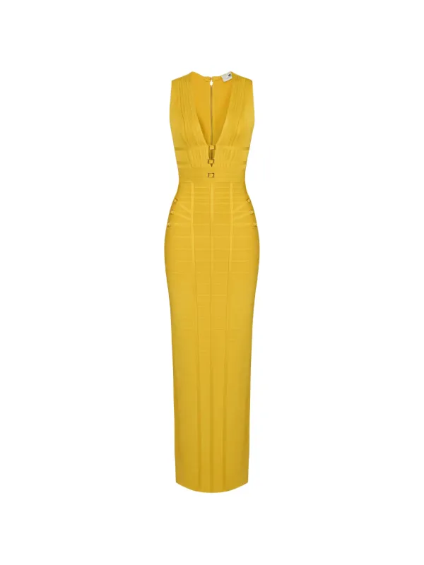 yellow ribbed maxi dress The Charlie Ribbed Maxi Dress in Butter Yellow