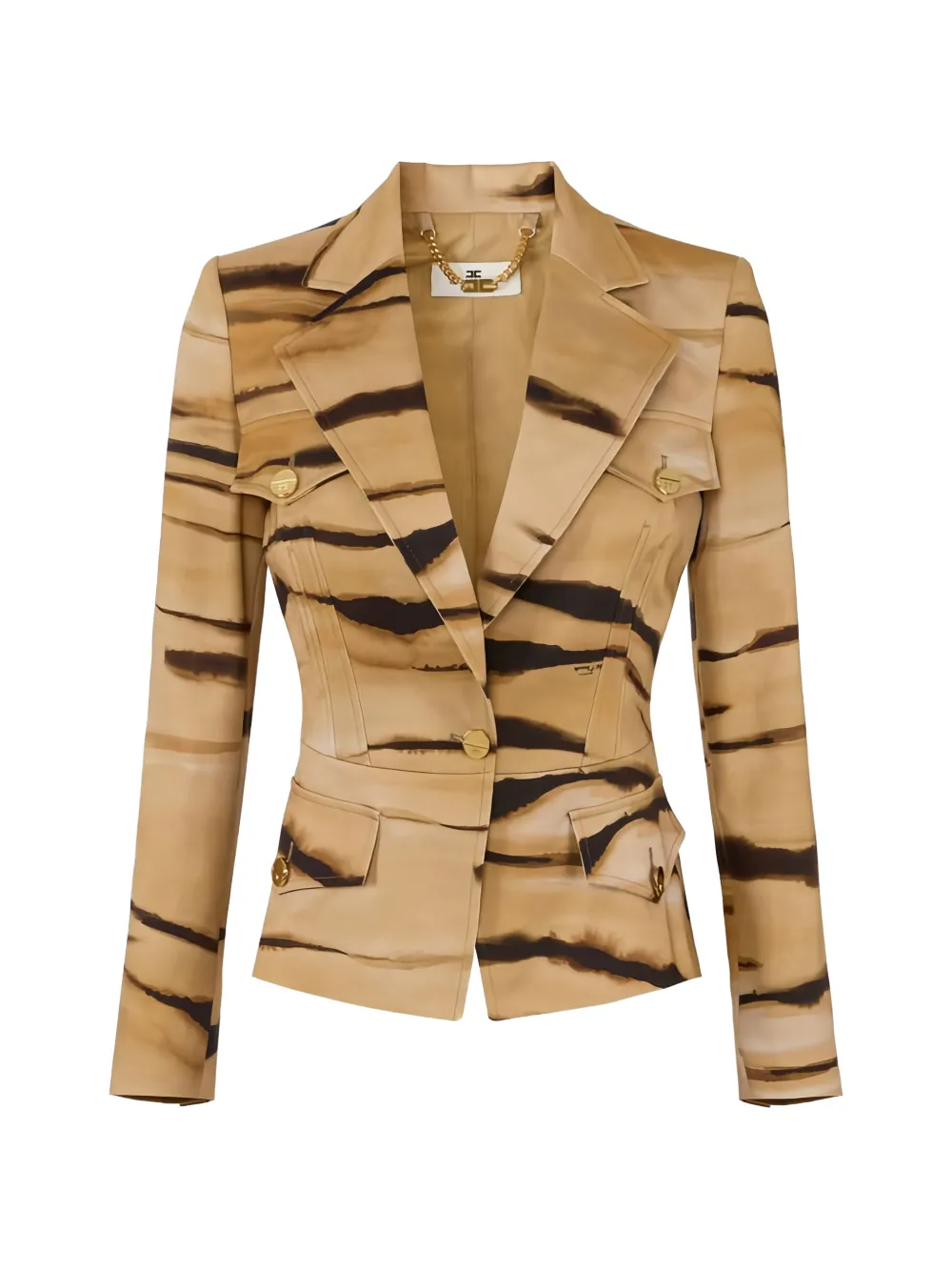 Elisabetta Franchi tiger-print blazer - Toni neutri