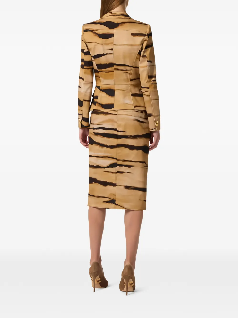 Elisabetta Franchi Blazer met tijgerprint Beige