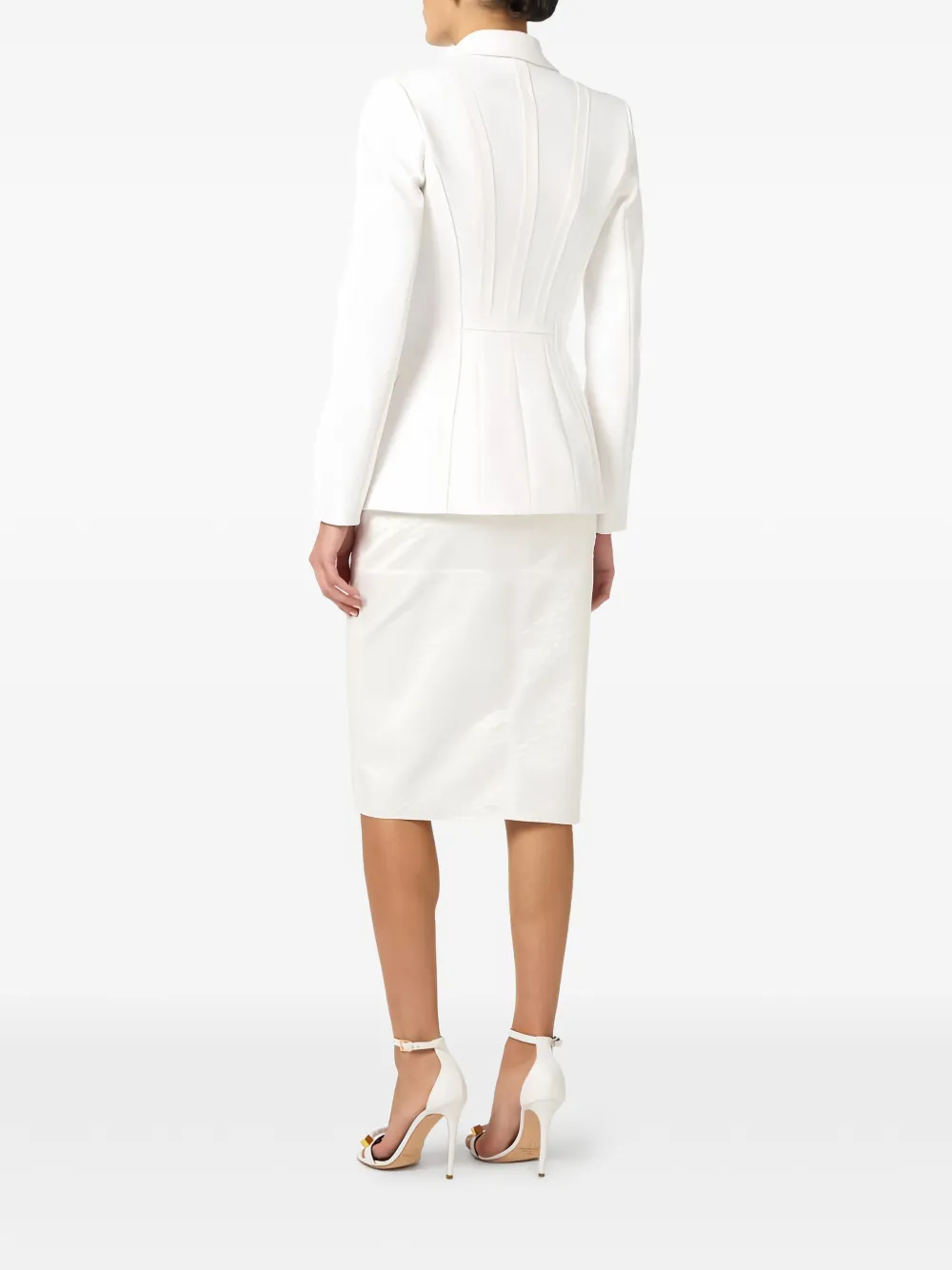  Elisabetta Franchi High-waist Zip Midi Skirt - White 