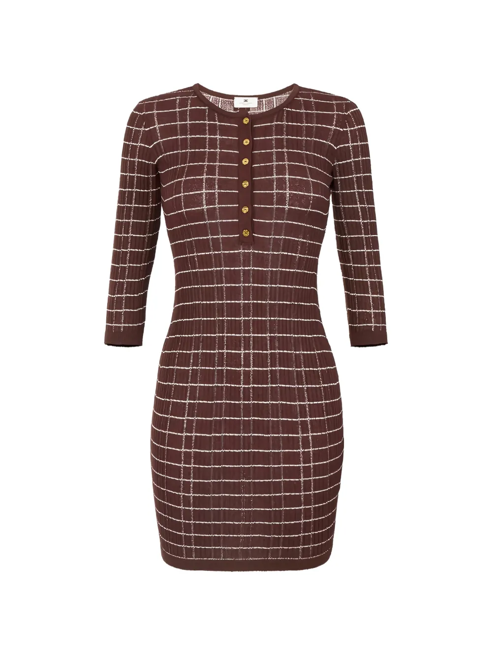 Elisabetta Franchi striped button mini dress - Marrone