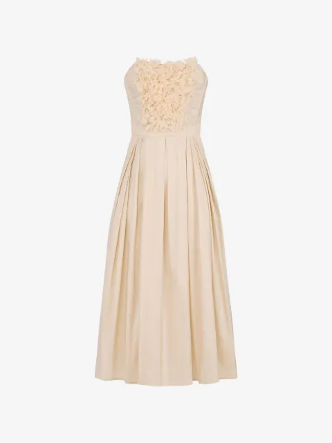 Elisabetta Franchi Ottoman dress with 3D floral embroidered ries