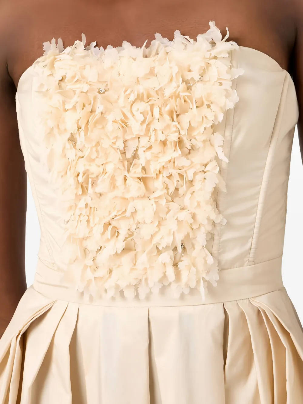 Elisabetta Franchi Midi-jurk met geborduurde bloemen Beige