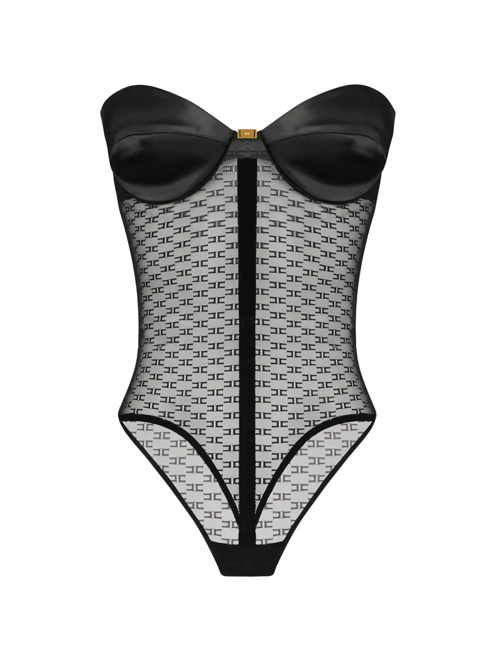 Elisabetta Franchi monogram jacquard bodysuit - Nero